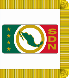 [SEDENA ceremonial guidon with old logo]